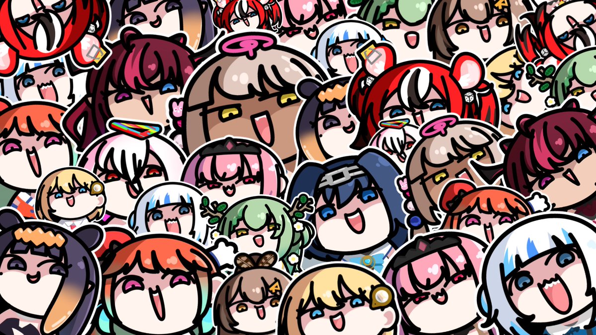 ceres fauna ,gawr gura ,hakos baelz ,irys (hololive) ,mori calliope ,nanashi mumei ,ninomae ina'nis ,ouro kronii ,takanashi kiara ,tsukumo sana ,watson amelia multiple girls 6+girls pink hair holomyth blue hair green hair red hair  illustration images