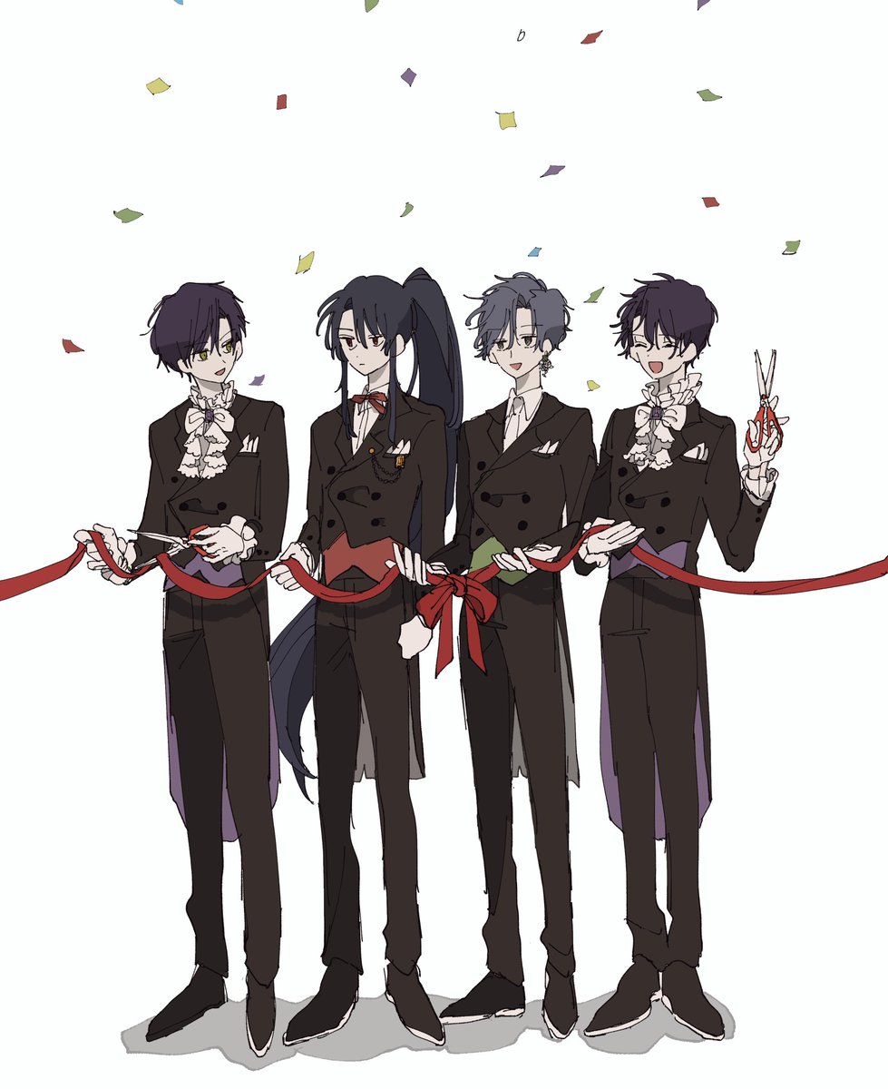 multiple boys confetti long hair short hair formal black hair holding  illustration images