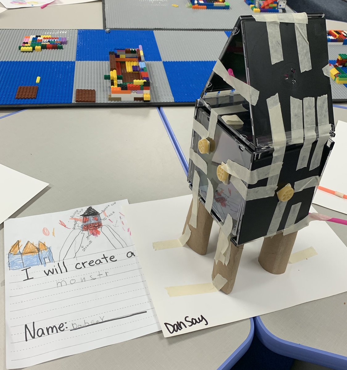 cindy_hundley's tweet photo. I love it when a plan comes together! @athkat’s K students @GutermuthES planned, labeled, & built original creations using only 7 items (+ a whole lot of tape!) Their work was on point! #JCPSLibrarians #GutermuthPride #STEM #JCPSBackpack #flexschedule @JCPSBackpack @kids_inspire https://t.co/jKJ0pCGaxi
