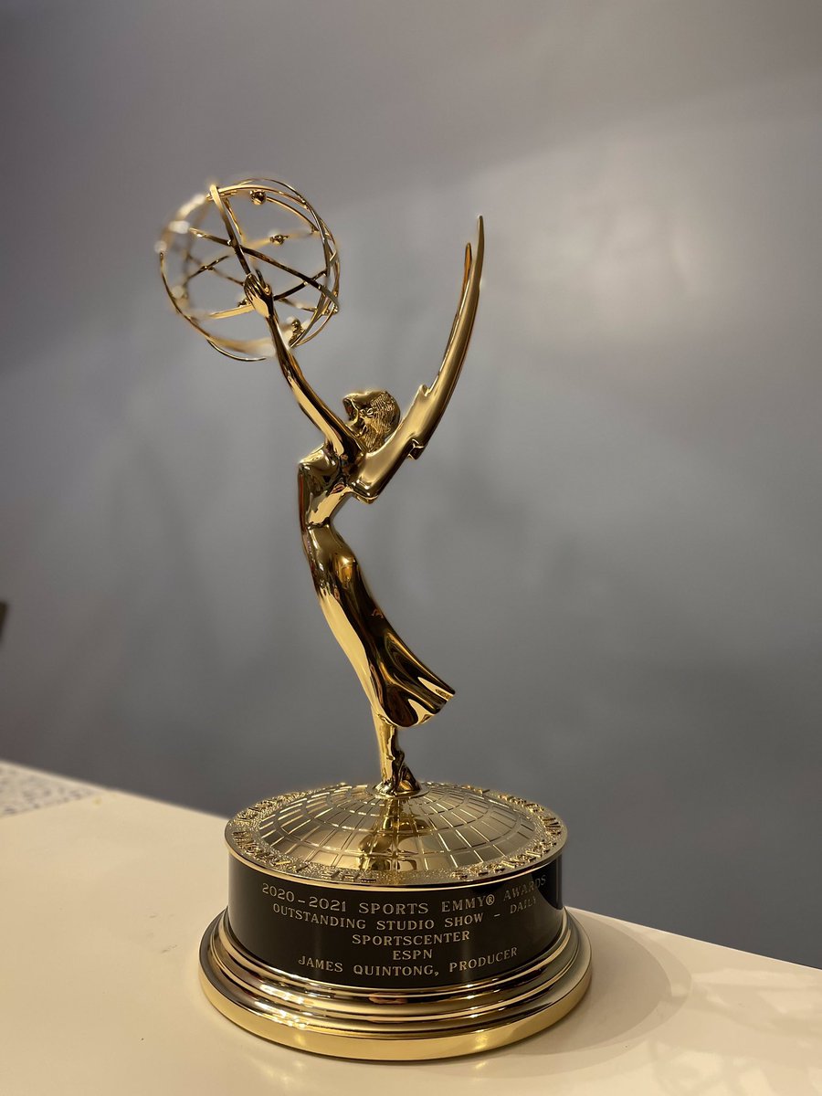 jquintong's tweet photo. It’s a major award! Honored to have my own Sports Emmy as part of the greater SportsCenter team. I’m 1/4 of the way to an EGOT. https://t.co/NAWQ0nPXhW