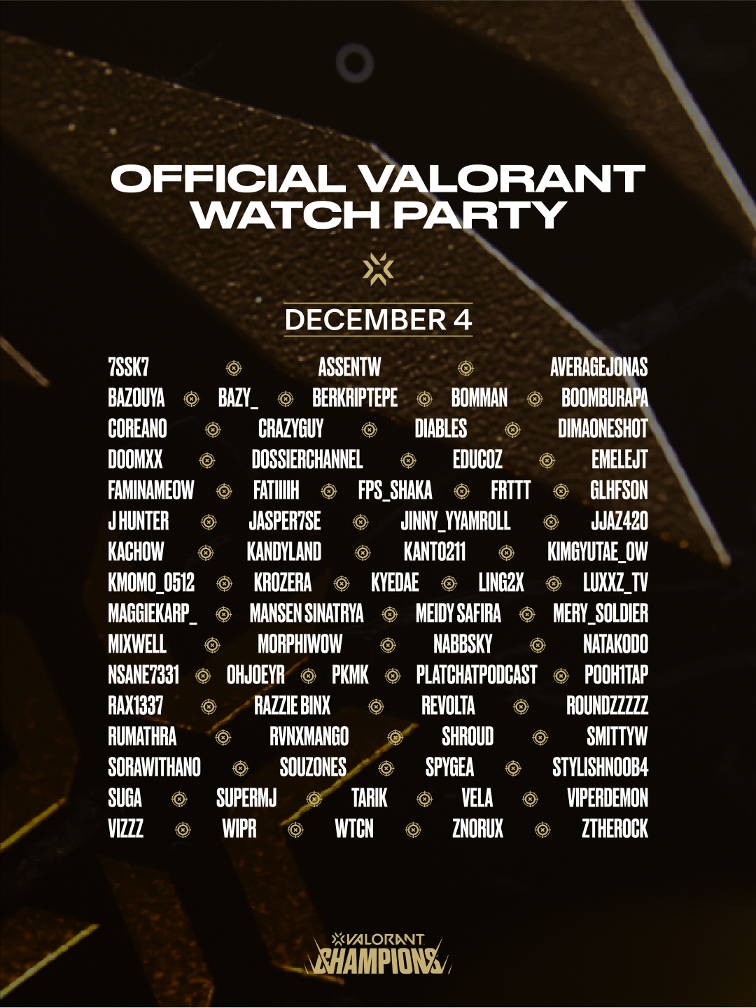 VALORANT Champions Tour on X: Here are your official #VALORANTChampions  Watch Party hosts for Day 4!  / X