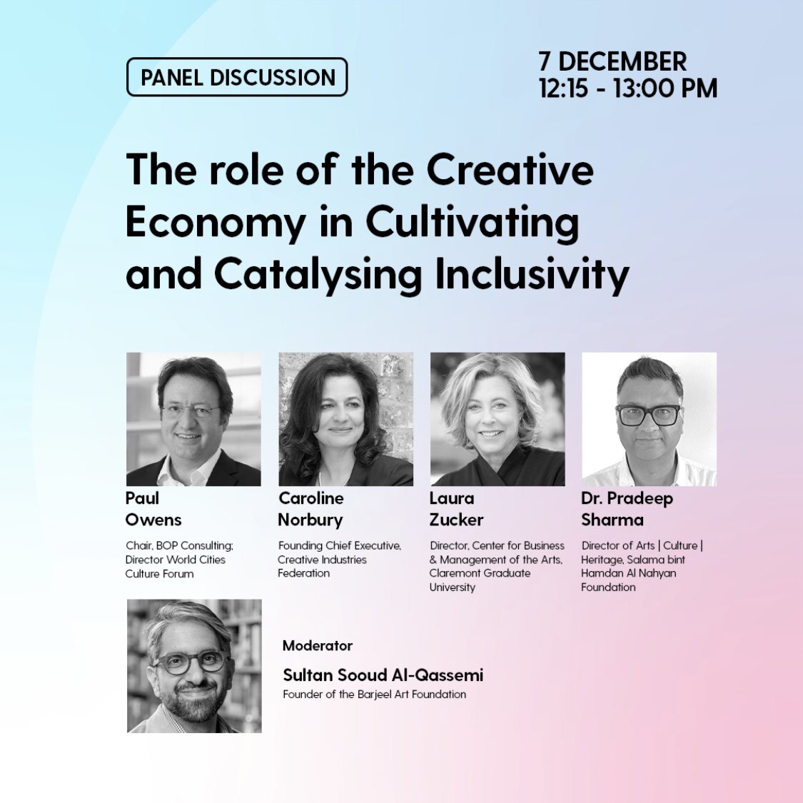 The first World Conference on Creative Economy (WCCE) in Dubai will take place on Dec. 7, 2021 with CBMArts Director, Laura Zucker speaking on a panel. Register here --> bit.ly/wcce2021