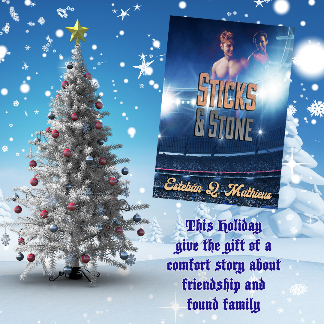 Sticks and Stone tells the story of the unlikely friendship between Rory and Daren. It has been described as a comfort story about found family. 
Available in Paperback and eBook
linktr.ee/EQMAuthor

#LGBTQWriter #GayFiction #CollegeLife #WritingCommunity #ComingOut