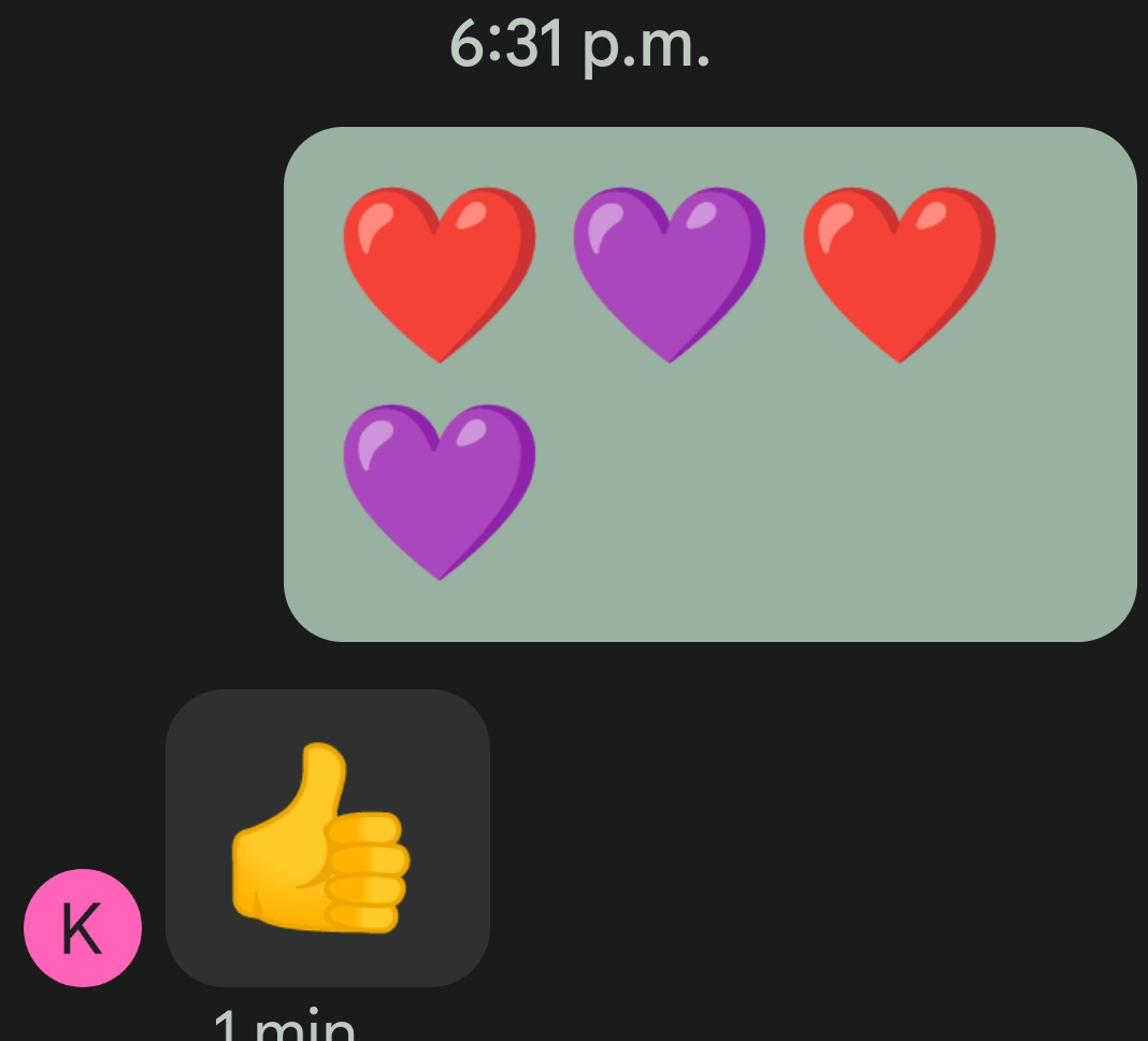 JeremyRPilon's tweet image. Emo Zennials be like "my Dad never sent me a heart emoji". 

K tells me she's not emo.