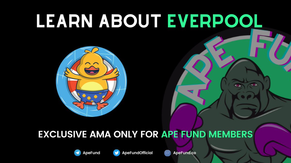 ApeFundOfficial's tweet photo. Excited to announce another exclusive AMA for Ape Fund members with @EverPoolToken
Join us at 12/4 5PM UTC on our Discord. https://t.co/BUWZ8jrqOQ
