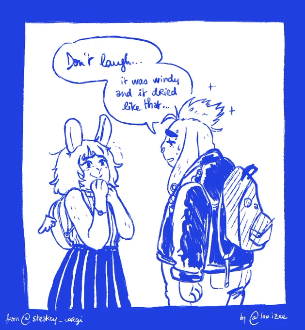 Maybe I'll try posting a bit more on twt as well, I'm mostly on insta these days (at @/lou.izee)

For now please take this fanart of my good friend @Steakcy_corgi 's webcomic project, with two lesbian rabbits ❤️❤️❤️ go support their work ✨✨✨ 