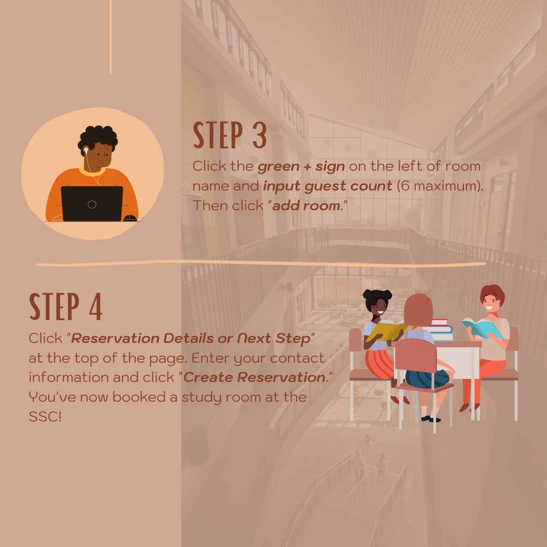 ucrhub's tweet photo. See below images for instructions to reserve a study room! https://t.co/K8gU2e9pnp