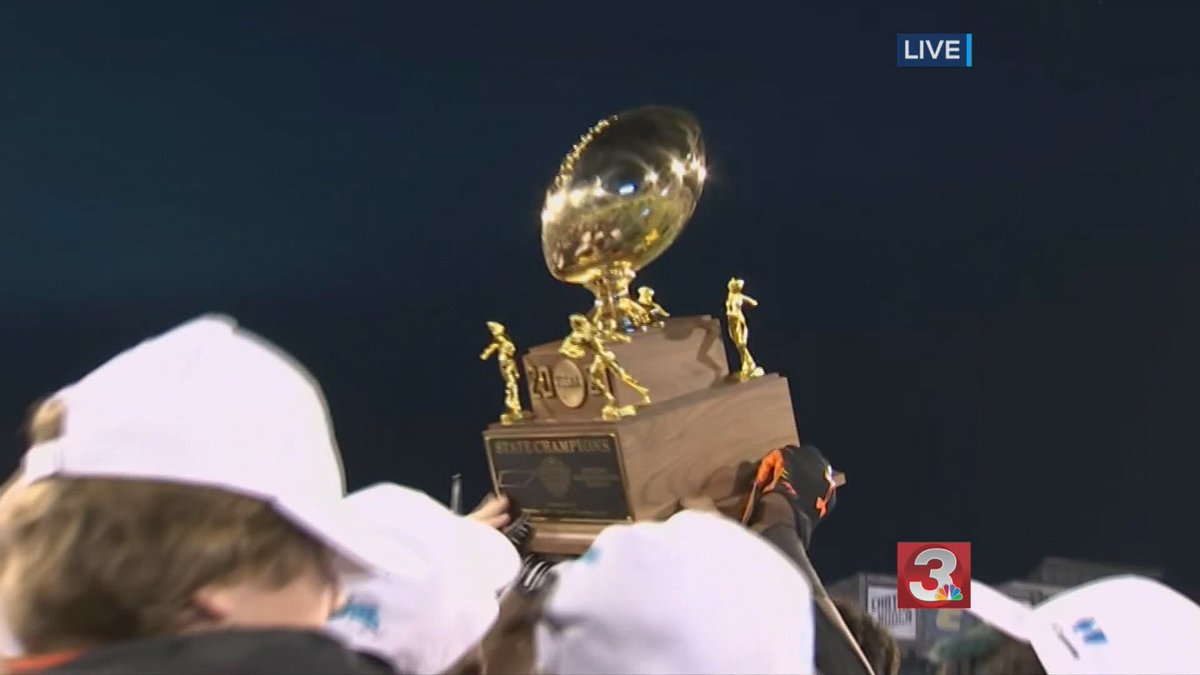 BlevinsSam's tweet photo. This trophy... It's going to its rightful home in South #SixBurg!!!!!
The @SPHSPIRATES have WON the 1A State Championship in the #BlueCrossBowl!
Big congrats to them and all the Pirates fans, the faced a lot this year and to get to this moment is quite awesome! #prepson3 https://t.co/wZ3KW7U4Q5