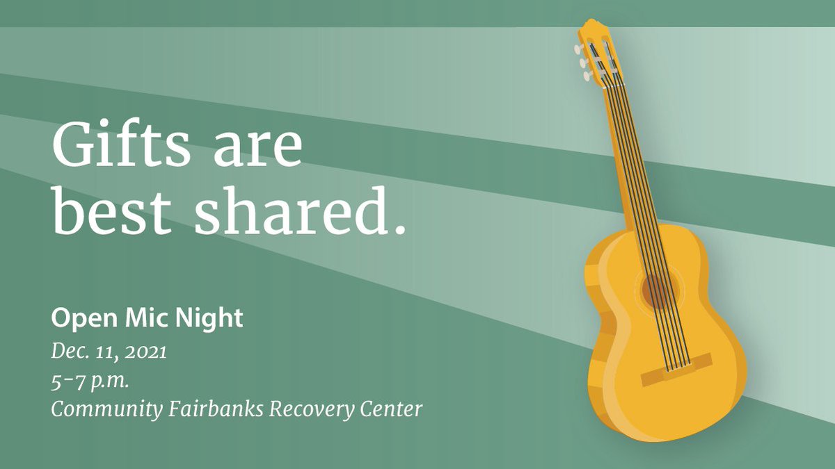It’s the season of giving — and receiving! Listen to or share your musical, dance, magic, storytelling and comedy gifts in a safe, sober environment. Contact: Kathleen Gill at kgill@fairbankscd.org or 317-957-9749.