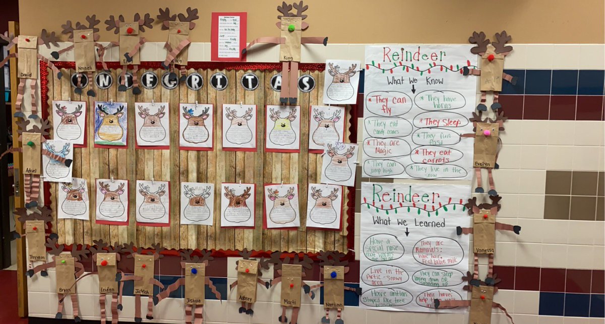 MsReyno68714725's tweet photo. We enjoyed learning ALL about reindeer this week! #firstgrade #mckallin https://t.co/DAI3TAM5LU