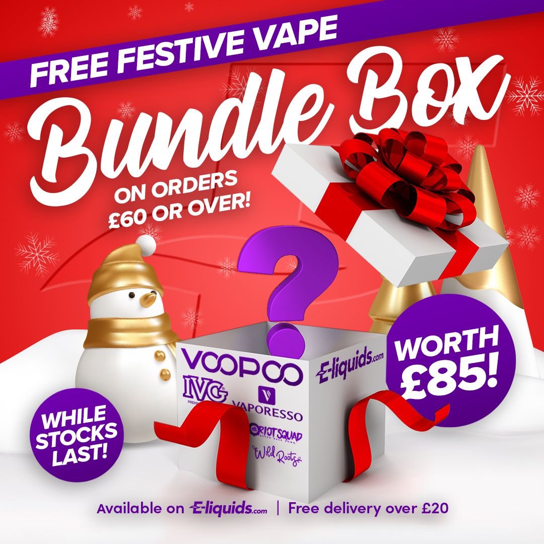 E-liquids.com Festive Vape Bundle Box  on all orders over £60. #onlineeliquids