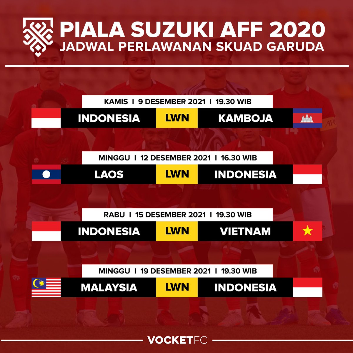 Jadwal Timnas Indonesia di Piala AFF 2020

Mampukah skuat Garuda berjaya di kejuaraan ASEAN edisi kali ini?

#PialaAFF2020
