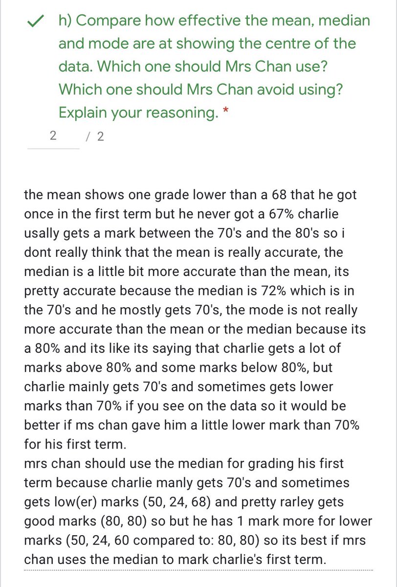 antheachanku's tweet image. This week we looked at how mean, median and mode can be used for calculating a final grade… but which one is the most reflective of how a student is doing? #grade7math #data