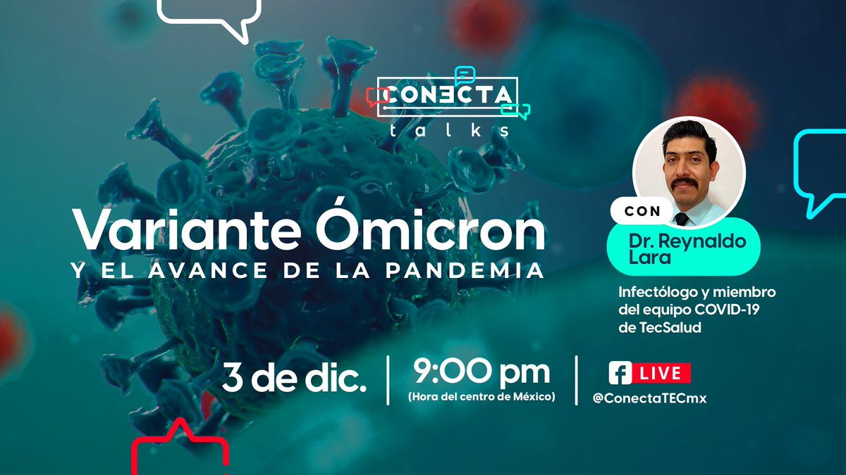 ConectaTECmx's tweet photo. El subsecretario de salud confirmó el primer caso de la #VarianteÓmicron #COVID en 🇲🇽.
¿Debes preocuparte por esta mutación del virus? 🦠 ¿Qué medidas hay que seguir en esta etapa de la #pandemia?
Experto de @TecSaludMX responde en este #CONECTAtalks. 👉 https://t.co/v9F7Zjb6Ik https://t.co/ghNKTMZRY4