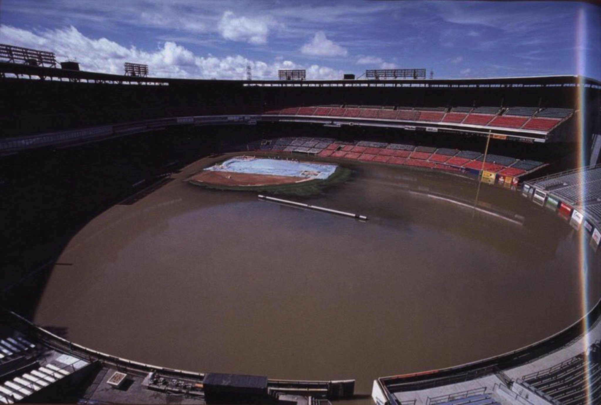 MLB Cathedrals on X: Milwaukee County Stadium after a bit of rain