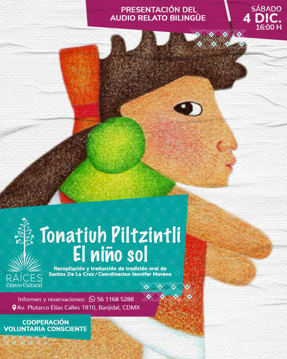 Santos De la Cruz es uno de mis maestros de náhuatl, somos también compañeros en <a href="/LaParadoja_gato/">La Paradoja del gato</a> y estoy muy feliz de poder presentar a su lado este proyecto que logramos con la cooperación de un equipo hermoso. ¡Es mañana! 16 hrs. Celebremos con un pozol de <a href="/RaicesCCMX/">RAÍCES</a>