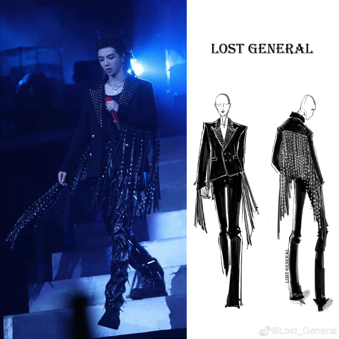 HuaHua__twt's tweet photo. Lost_General微博更新华晨宇相关:
#LOSTGENERAL
Lost General 为华晨宇“火星乐园”特别设计舞台造型
转身矗立山峰的时候,我们的新世界广阔无垠!华晨宇身穿LOST GENERAL专属定制流苏铆钉夹克带领火星家族迎来“新世界”,造型以立体版型配合利落剪裁为基础,领口后背以铆钉元素贯穿, https://t.co/Yypg4v271h