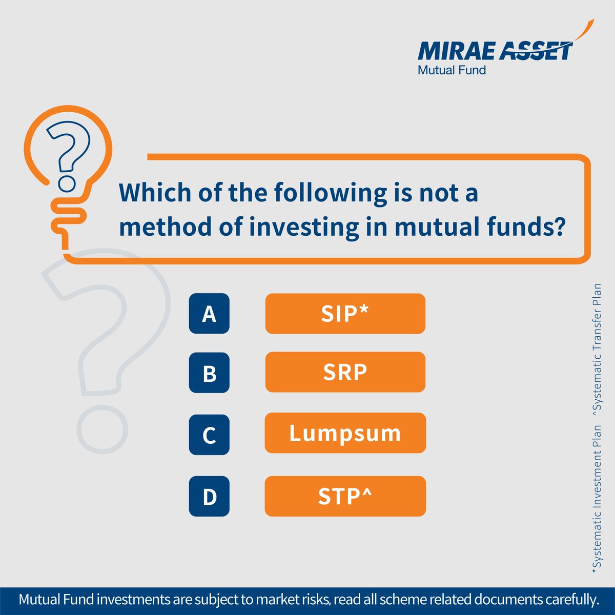 To all our investors, do you recognize the odd one out?

#miraeassetmutualfunds #miraeasset #mutualfunds #investors #systematictransferplan #systematicinvestmentplan #oddmanout #shares #stockmarket #creativepost