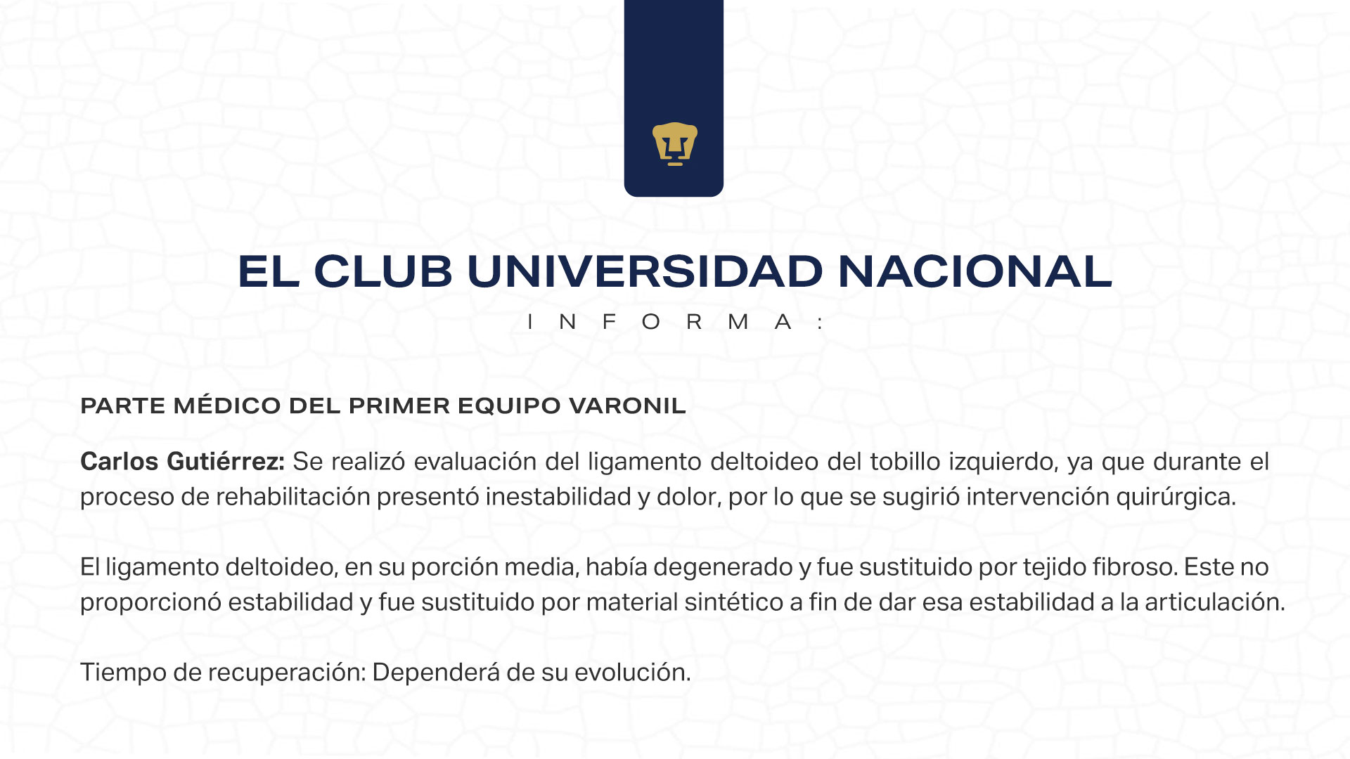 PUMAS on Twitter: "El Club Universidad Nacional informa. #SoyDePumas ...