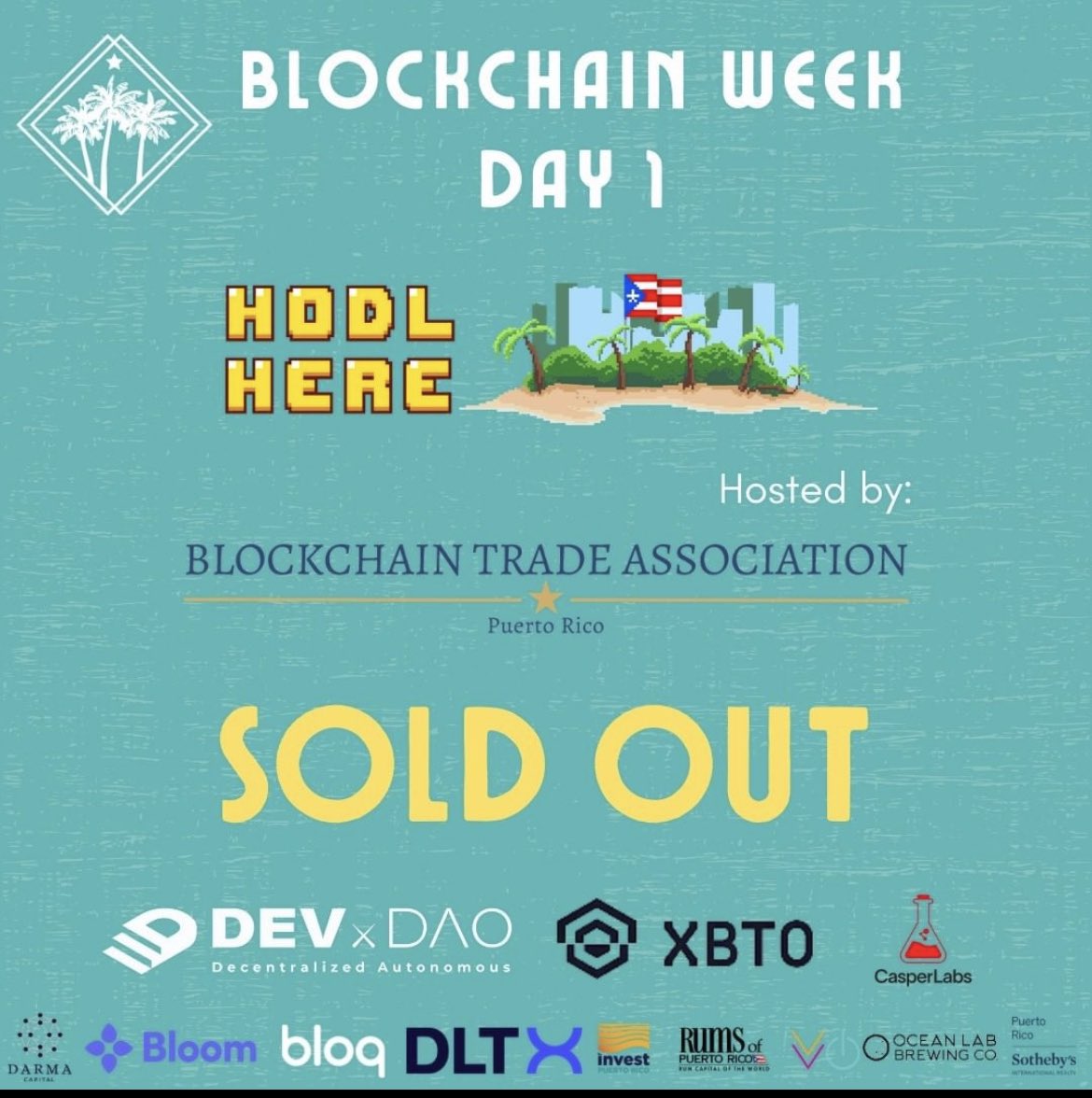 Esta próxima semana, múltiples eventos en Puerto Rico enfocados en NFT, crypto, metaverse y blockchain. 🔥

Esto apenas comienza, y Puerto Rico va a ser parte de la revolución