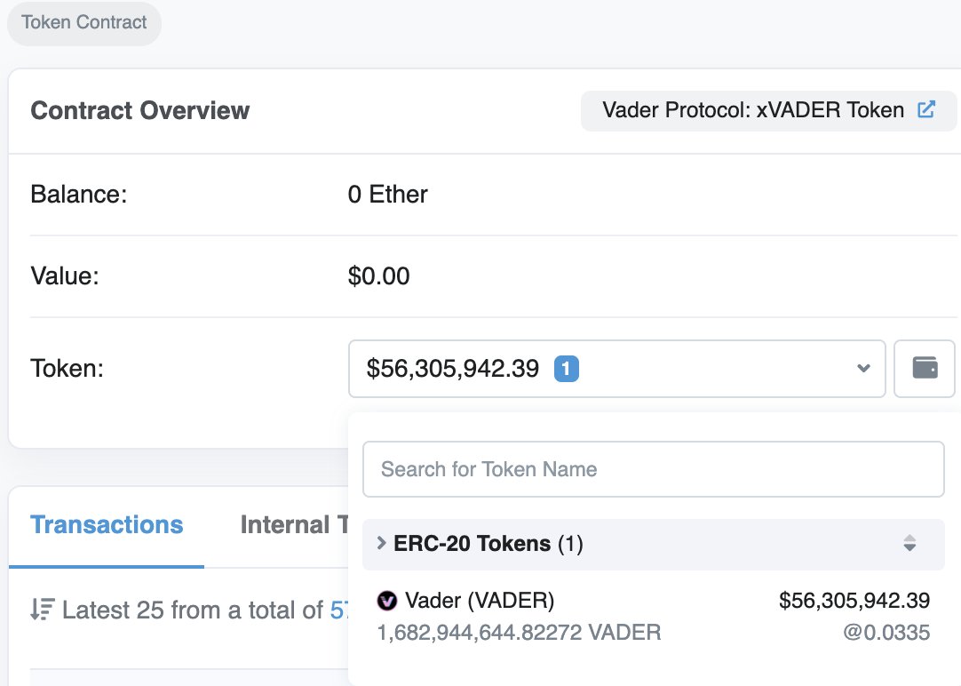 Ubirajaru's tweet photo. Over $56M $VADER staked. That is over 50% of circulating supply. Not bad. https://t.co/lArApBGzW8