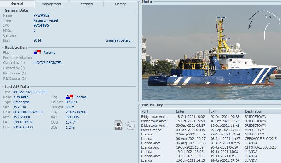 FlconEYES's tweet photo. ⚓️🛰️📡GeoStreamer technology #7WAVES #IMO9714185 Petroleum Geo-Services, research vessel seismic services that help oil companies to find oil and gas reserves offshore worldwide.
Buscando reservas de petroleo y gas.
#Geek #Maritime #OOTT #oilandgas #OSINT #4Dic https://t.co/aijuYE9l8h