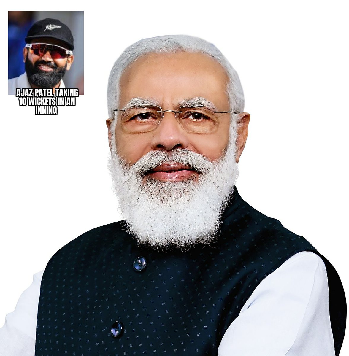 #INDvzNZ #AjazPatel #NarendraModi Congratulations Ajaz Patel. 10/119 @BLACKCAPS