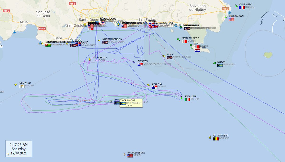 FlconEYES's tweet photo. ⚓️🛰️📡Santo Domingo, RD🇩🇴 Actively scanning oil and gas reserves offshore using vessels:
#THORMAGNI #IMO9679024
#7WAVES #IMO9714185
#RAMFORMTITAN #IMO9629885
Petroleum Geo-Services (PGS)
#Geek #Maritime #OOTT #oilandgas #OSINT #4Dic https://t.co/5KACkqG8QN