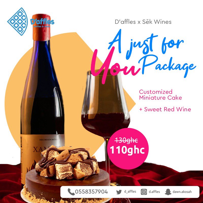 d_affles's tweet photo. We're collaborating with Sek Wines to give you the best Just For You package you can get at an affordable price 

Text us for your birthday , I love you, I'm sorry customized miniature cake + Wine https://t.co/qAoMbDFdK7