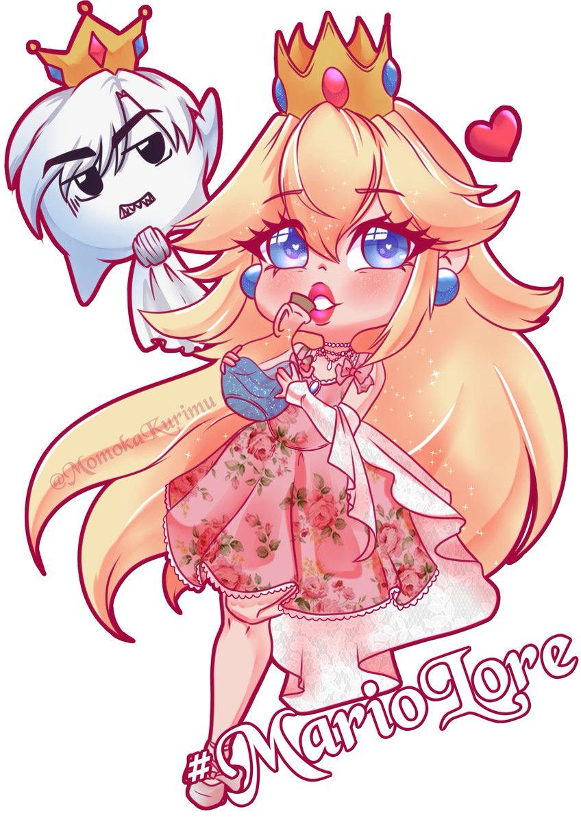 MomokaKurimu's tweet image. I loved it too much and had to finish it! @lovebunnycos  Peach and @DinoGraveyard  King Boo! Rendered and i just- so cute!!! #MarioLore