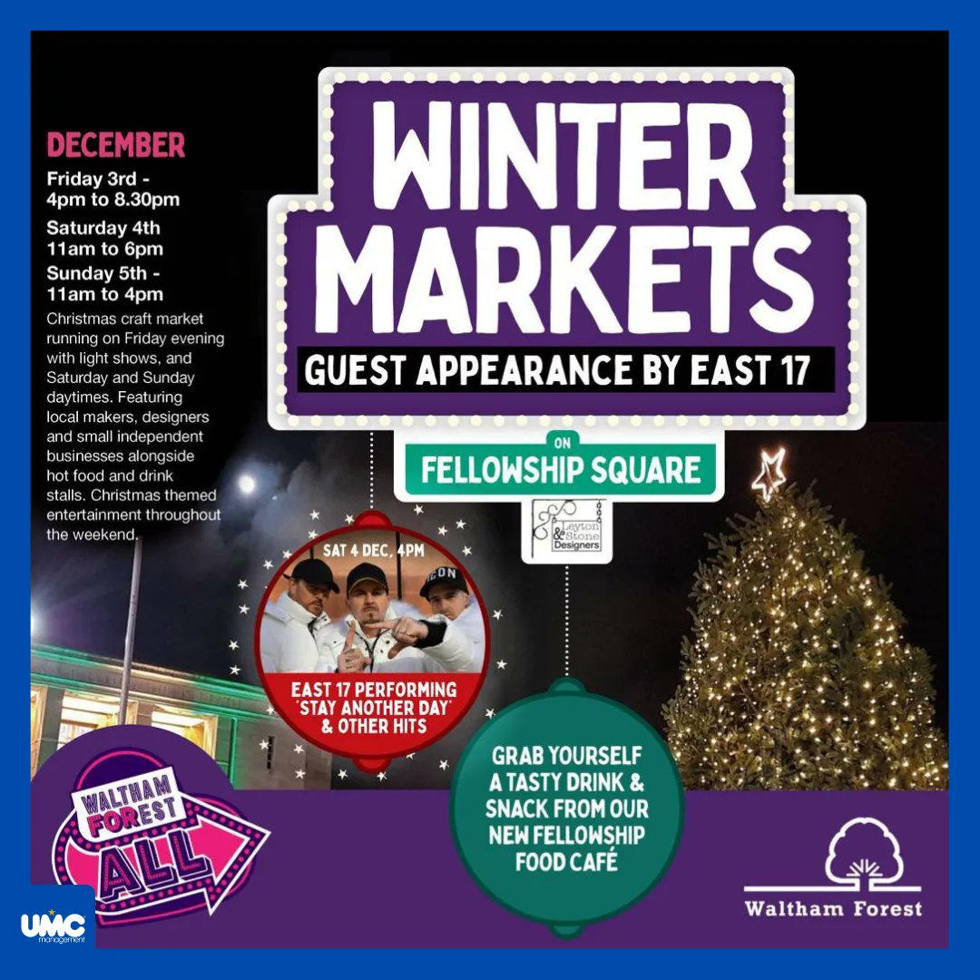 Tonight <a href="/officialeast17/">East 17</a> will be at the Waltham Forest winter markets performing 'Stay another day' + other hits ❄️
