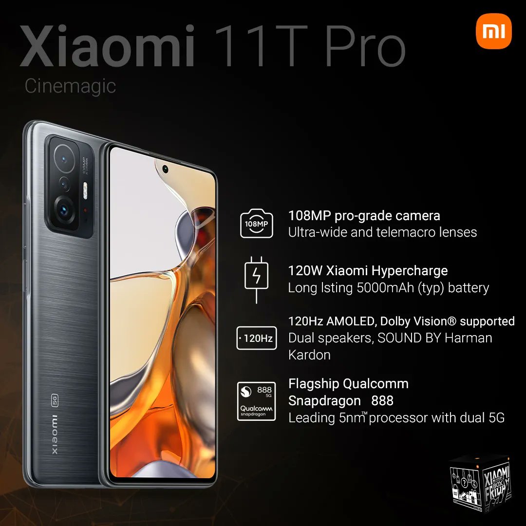 Xiaomi_ZA's tweet photo. If you want to make an impression, the flagship Xiaomi 11T Pro is your best partner.
It empowers you to turn the cinematic moments in your everyday life into #Cinemagic. https://t.co/TuNghAUoEc