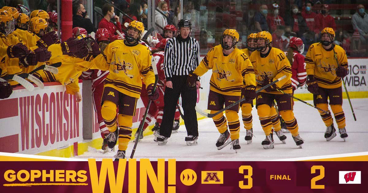 GoldytheGopher's tweet photo. That’s three weeks in a row where a Minnesota team has beaten Wisconsin.  I like that trend.  Makes it easy to sleep ☺️ #borderbattle #bigcellys #letsgetater https://t.co/45ZrfhG8Zi