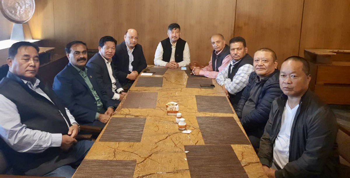 Positive meet with Members of NorthEastOlympicAssociation. Discussed closer cooperation &amp;conduct of NorthEastOlympics. Our objective is sports development &amp;creating opportunities for our youth.
<a href="/Neiphiu_Rio/">Neiphiu Rio</a> <a href="/sarbanandsonwal/">Sarbananda Sonowal</a> <a href="/himantabiswa/">Himanta Biswa Sarma</a> <a href="/PemaKhanduBJP/">Pema Khandu པདྨ་མཁའ་འགྲོ་།</a> <a href="/SangmaConrad/">Conrad K Sangma</a> <a href="/NBirenSingh/">N. Biren Singh</a>