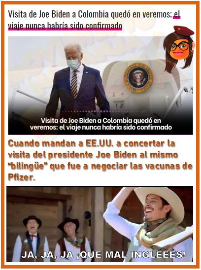 Naranjabogota's tweet photo. Mejor hubiera ido #Duque, al menos en las auto-entrevistas se parece a #Wachu de #OpenEnglish ¡Ay, no! verdad de #Biden lo ignora cada que va. https://t.co/gDCcG9UWTA