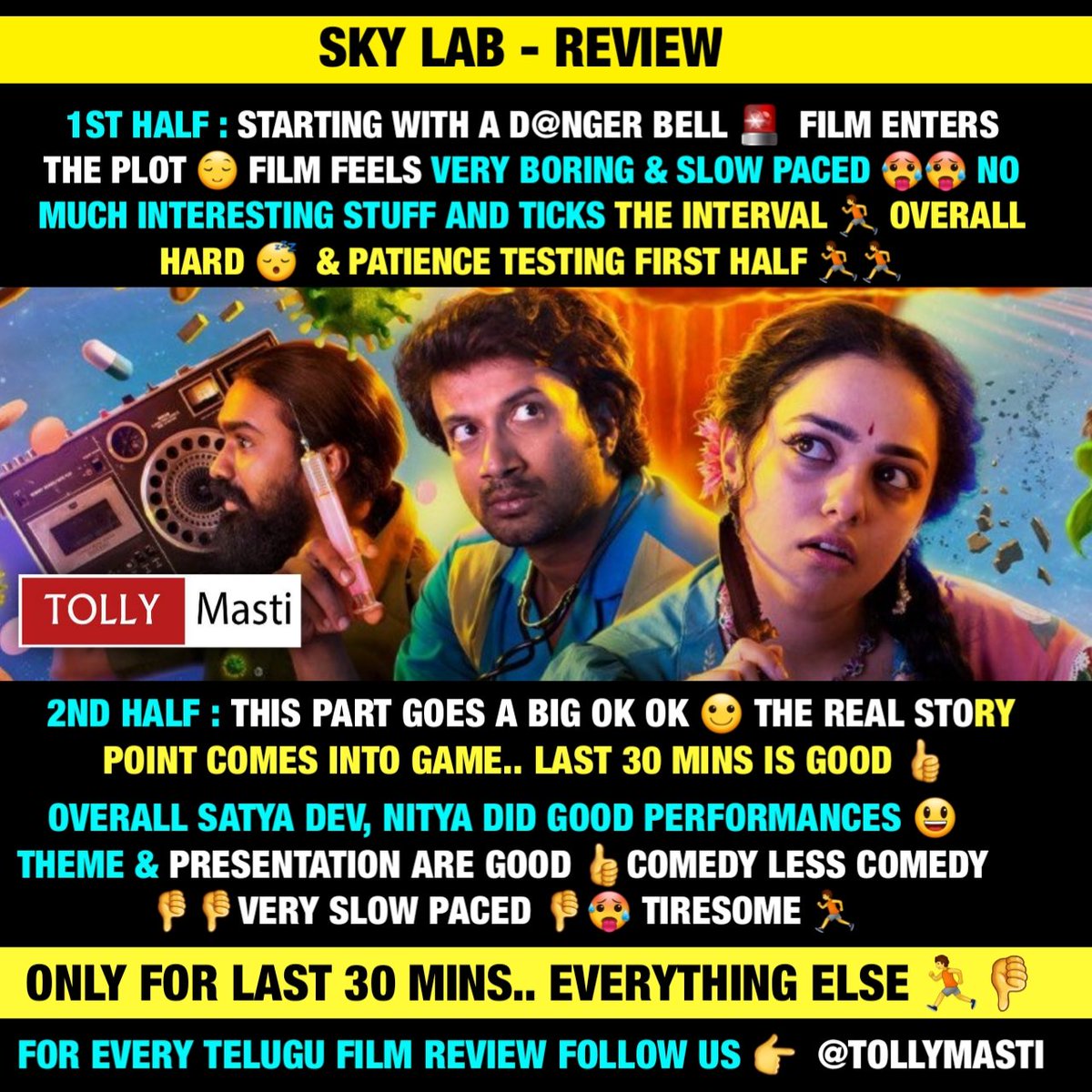 Maa opinion idi anamata 😌🚶🏻‍♂️ @tollymasti #tollymasti
.
.
#SkylabOnDec4th
#SkylabFromToday #Skylab #SkylabReview
 @Prithvi_sp @bytefeatures #NithyaMenenCompany