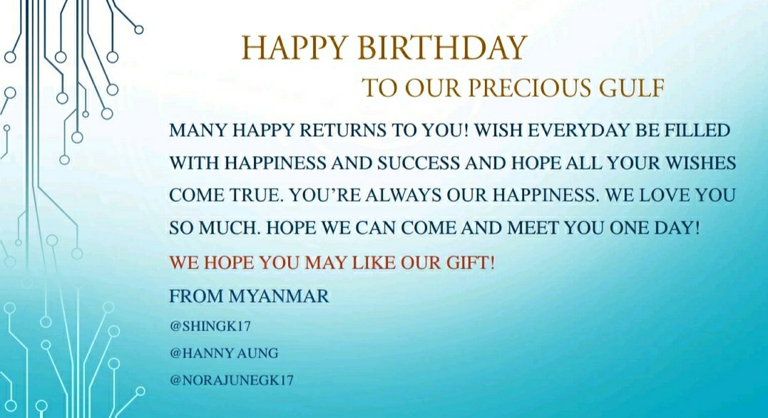 Happy Birthday our GULF!
<a href="/gulfkanawut/">gulfkanawut</a>
May yours days be full of success &amp; happiness &amp; all your dreams come true!
You're a happy pill &amp; inspiration for us. Thank you so much for your existence.

Hope u like our small gift! 
#24thKANAWUTDay 
#GulfKanawut