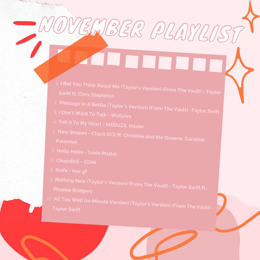 honestlypod's tweet photo. Better late than never! Our November #MonthlyMix is finally here! Can you guess which one of us spent most of the month listening to Red (Taylor’s Version)? 🍂🧣
Listen here: https://t.co/dcWDsXZkOe https://t.co/9C7yqxYOTe