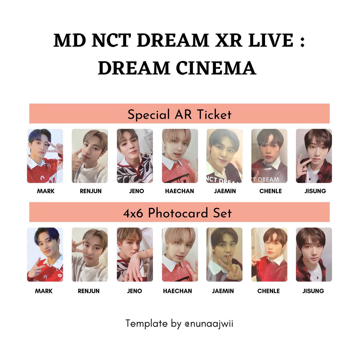 Template Photocard MD NCT DREAM XR LIVE : DREAM CINEMA t. mark