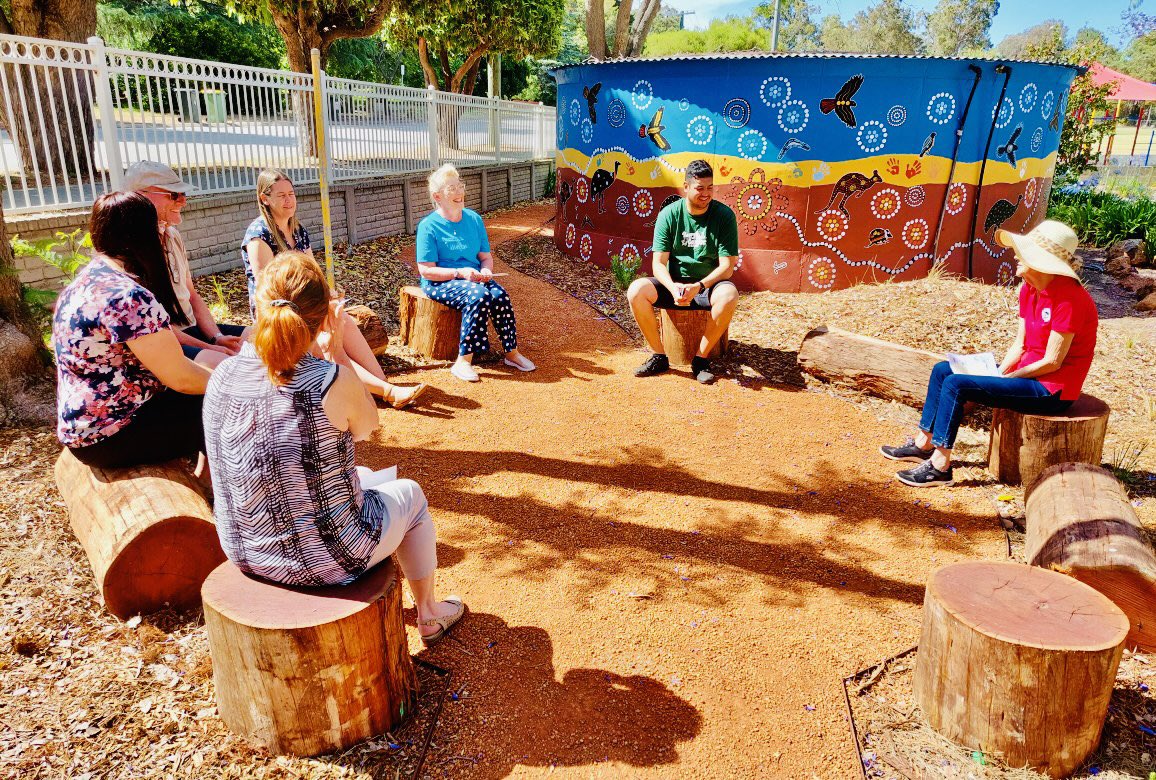 Faith Story Witness @ Mary’s Mount Primary School for 2022 staff starting with our family. Thank you to Christopher Smith and Sue Blair who lead professional learning event. The morning started with prayer and Acknowledgement of Country in our beautiful Harmony Garden.