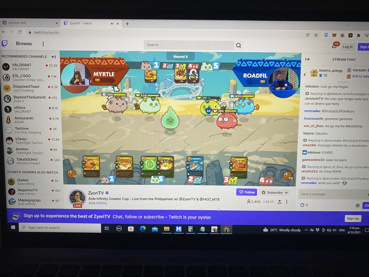 nglmntr's tweet photo. watching Creator Cup! @AxieInfinity https://t.co/lyQANFjQgz