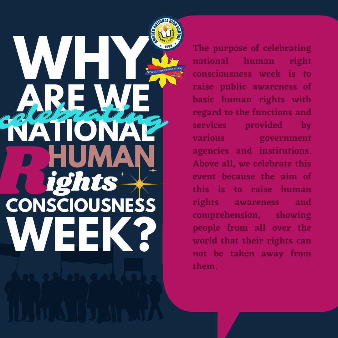 SSGAmaNaHiS's tweet photo. Rights? Oh, right!
As we celebrate National Human Rights Consciousness Week, we would like to share with you some information on the rights you hold and why these can not be taken away from you.
#AmaNaHiSSSG
#DepEdCaviteinAction
#SSGInAction
#amanahis2021
#DepEdTayo https://t.co/VbV6jAVOXu