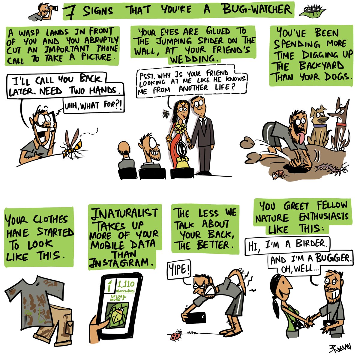 RGSustain1's tweet photo. Tell us you are #bugwatcher without telling us you are a bug watcher.
By Green Humour @green_humour @thetoonguy
@inaturalist
https://t.co/wciiaRt33J
#bugwatching #greenhumour #greenhumor #humour #weekend https://t.co/hkAvKJuJLg