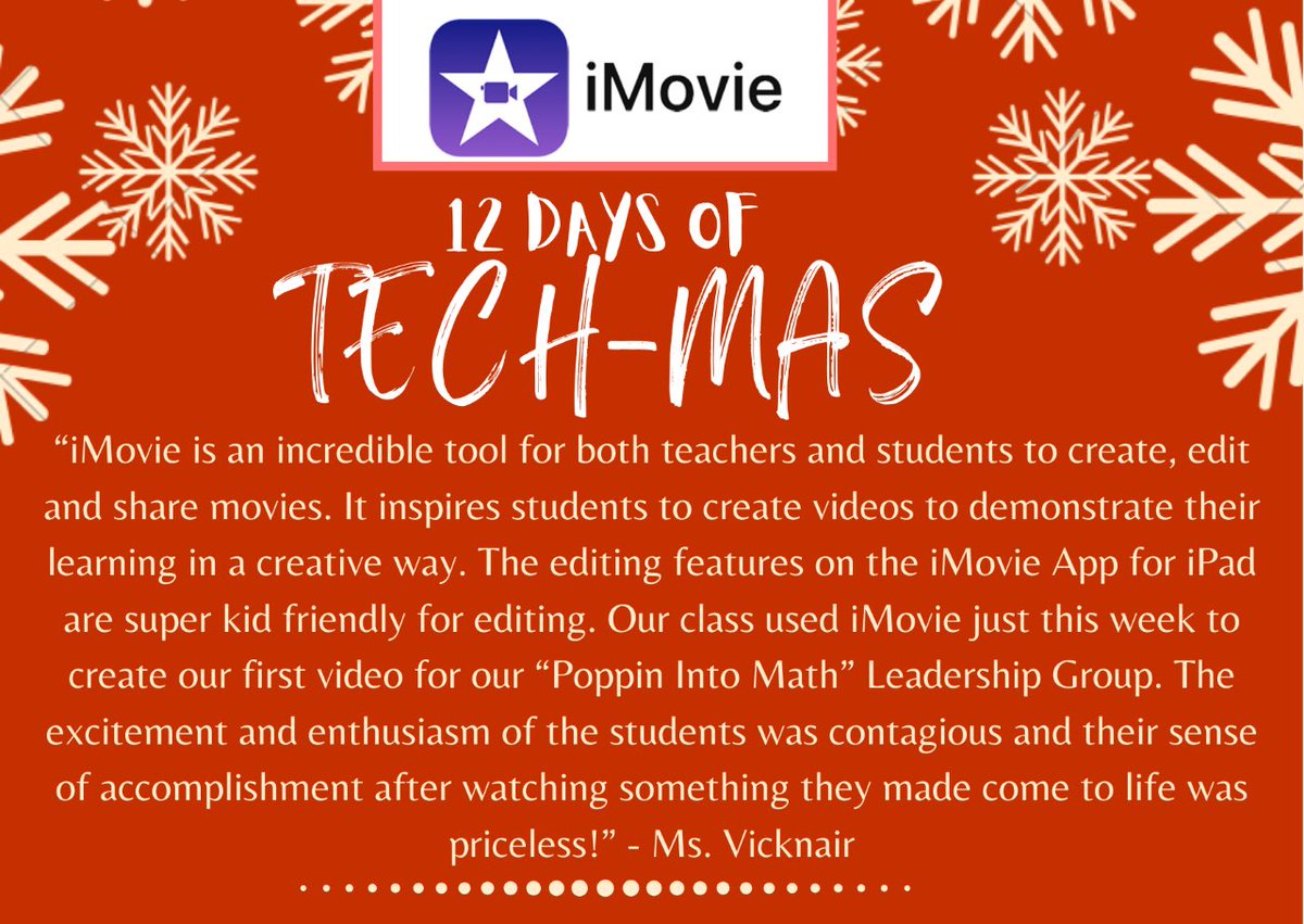 mslaurenberry's tweet photo. On the second day of #Techmas, we have @CollierCharter’s 4th Grade Math teacher Ms. Vicknair, hyping up #iMovie! #EdTech #AppleED #Apple #CSUSAProud @matprincipal @CSUSA_FL_IT @EddieRuiz531 @galatop1 @JGranino @CollierCharter https://t.co/QiivCcba3f