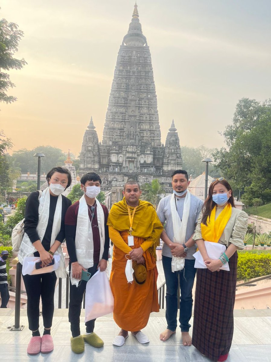 iccr_hq's tweet photo. Few glimpses! Young leaders from Bhutan, visiting India under ICCR’s Gen-Next Democracy Network programme visited the Bodh Gaya Temple (a UNESCO World Heritage Site, where the Buddha attained enlightenment.)
#GenNextDemocracy #BodhGaya #Bihar https://t.co/Pa3uuOaC4o