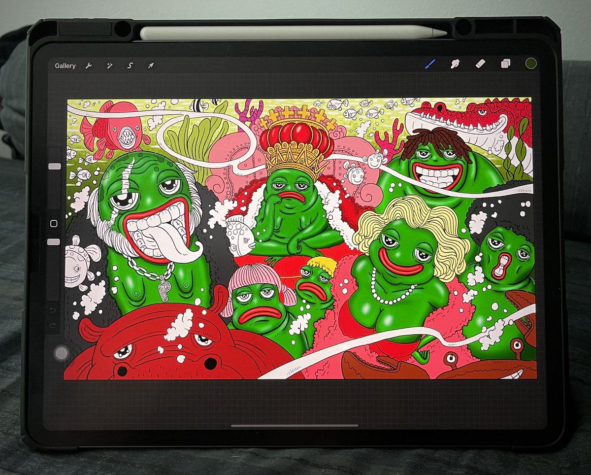 Nov20thCLT's tweet image. WIP 04/12/21 ✍️✍️ @withFND 

“PEPE’s ROYAL FAMILY”

👨🏻🐸👑

foundation.app/@Nov20thCLT
instagram.com/nov20th.collec…

#Pepe #Nov20th #withFND #ชิ้นที่สอง
#NFT #NFTcommunity #NFTartist