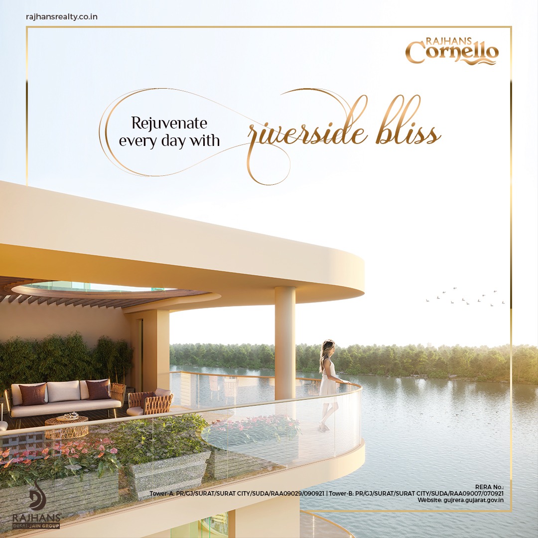 Rajhans Cornello offers out-of-this-world living experience, what we call a riverside bliss. 
#RajhansCornello #RiversideProject #Cornello #LuxuryLiving #PrimeLocation #RajhansRealty #WhereLuxuryIsAWayOfLife #RajhansDesaiJainGroup