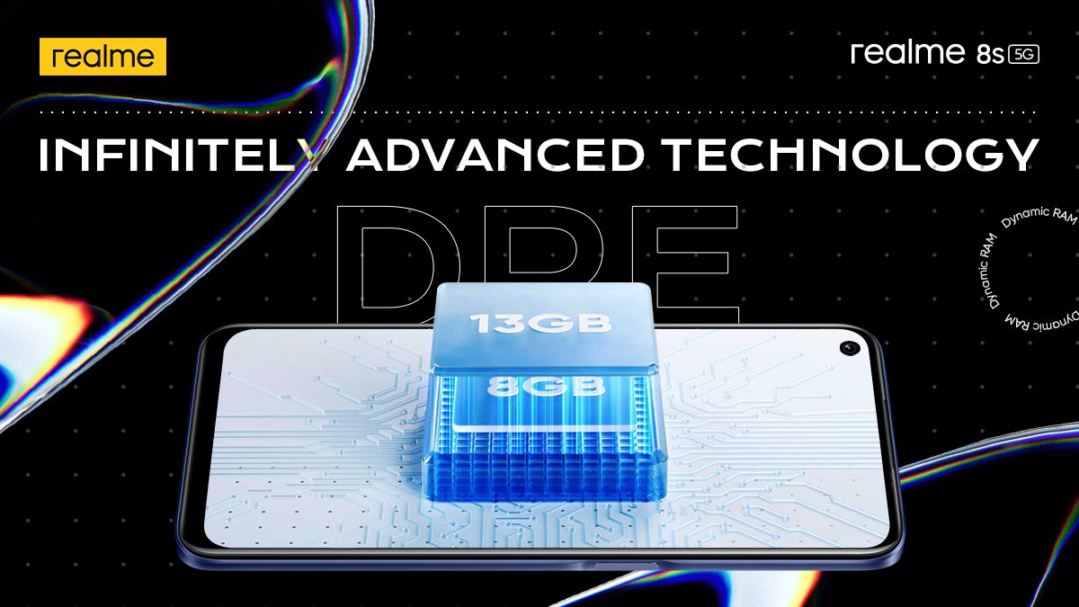 realmeIndia's tweet photo. Did anyone say “need more space”?
We got you with the DRE technology of upto 13GB which let's your phone operate smoothly, in the #realme8s 5G.
#InfinitelyPowerful
Buy now: https://t.co/YLGfhIAbWe https://t.co/KRWXUxwB5e