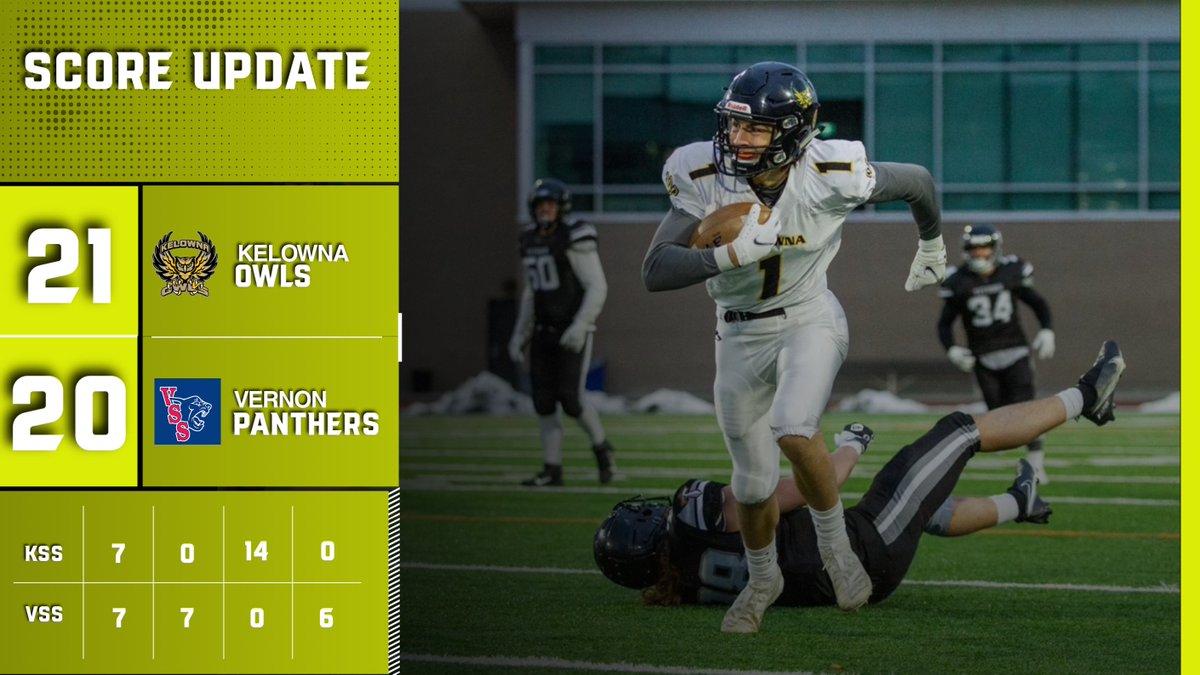 Kelowna Secondary win 21-20. Interior/Northen Final