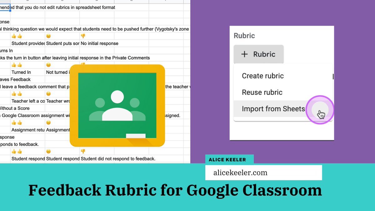 alicekeeler's tweet photo. You can add rubrics from Google Sheets to Google Classroom! I prefer all my rubrics this way. 

Try this feedback rubric
https://t.co/b9pPDb7MtW

You mark off the first 4 on the rubric
Return without a score
Student resubmits 
You mark off the last 2 on the rubric  #googleEDU https://t.co/19KaGlM8FO